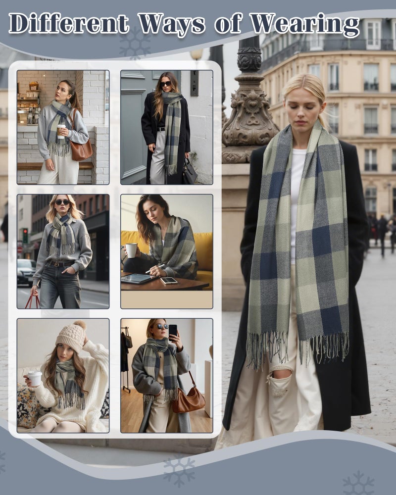 YSense Winter Scarf for Women, Fashion Long Plaid Scarves Warm Big Tartan Blanket Wrap Shawl Ladies Gifts - Image 5